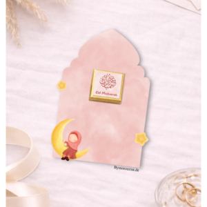 Eid Mubarak Karte mit Schokolade - rosa