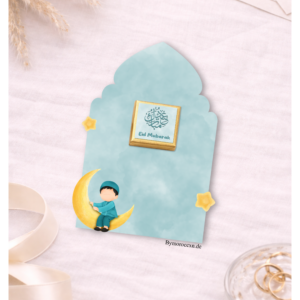 Eid Mubarak Karte mit Schokolade - blau