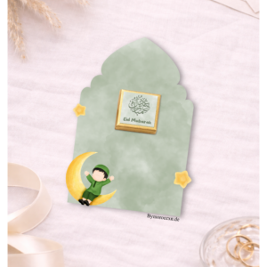 Eid Mubarak Karte mit Schokolade - grün